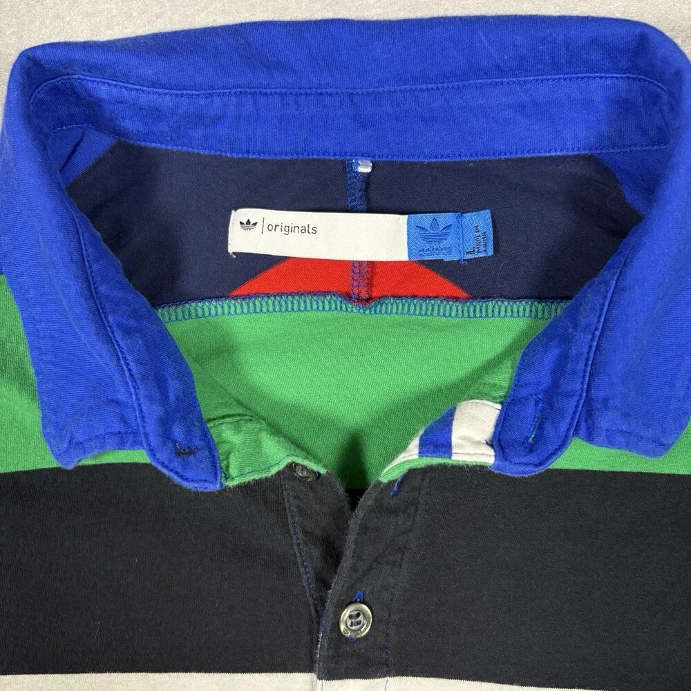 Adidas Originals Polo Multi Stripe Short Sleeve Shirt Size Large